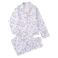 thumbnail image 3 of Womens Pajamas Trendy Printed Collar Long Sleeve Long Pants Womens Pjs,White-1,L, 3 of 9