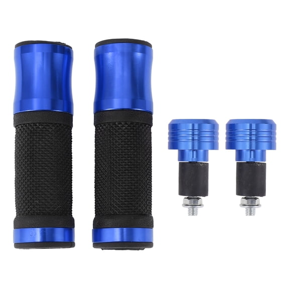 Unique Bargains 7/8" 22mm 15/16" 24mm Motorcycle Hand Grips Cover Kit Aluminum Alloy Handlebar Grips Blue 1 Set Diamond Pattern
