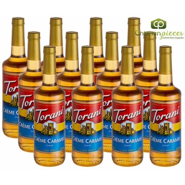 Torani Crème Caramel Flavoring Syrup – Velvet Vanilla Custard & Toasted Sugar Flan Richness, Premium 750 mL (25.36 oz) Glass Bottle