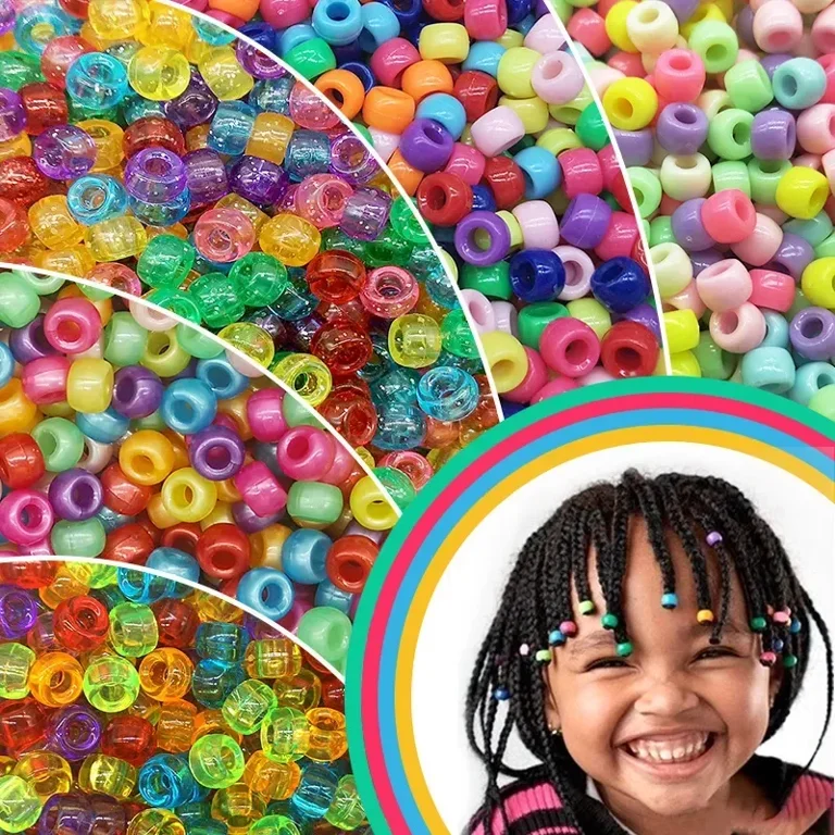 Hair Beads Pony Beads for Hair Braids 6x9mm Plastic Bead 4mm Large Hole for Kids Girls African Hair Bead Accessories 03 6X9MM Walmart