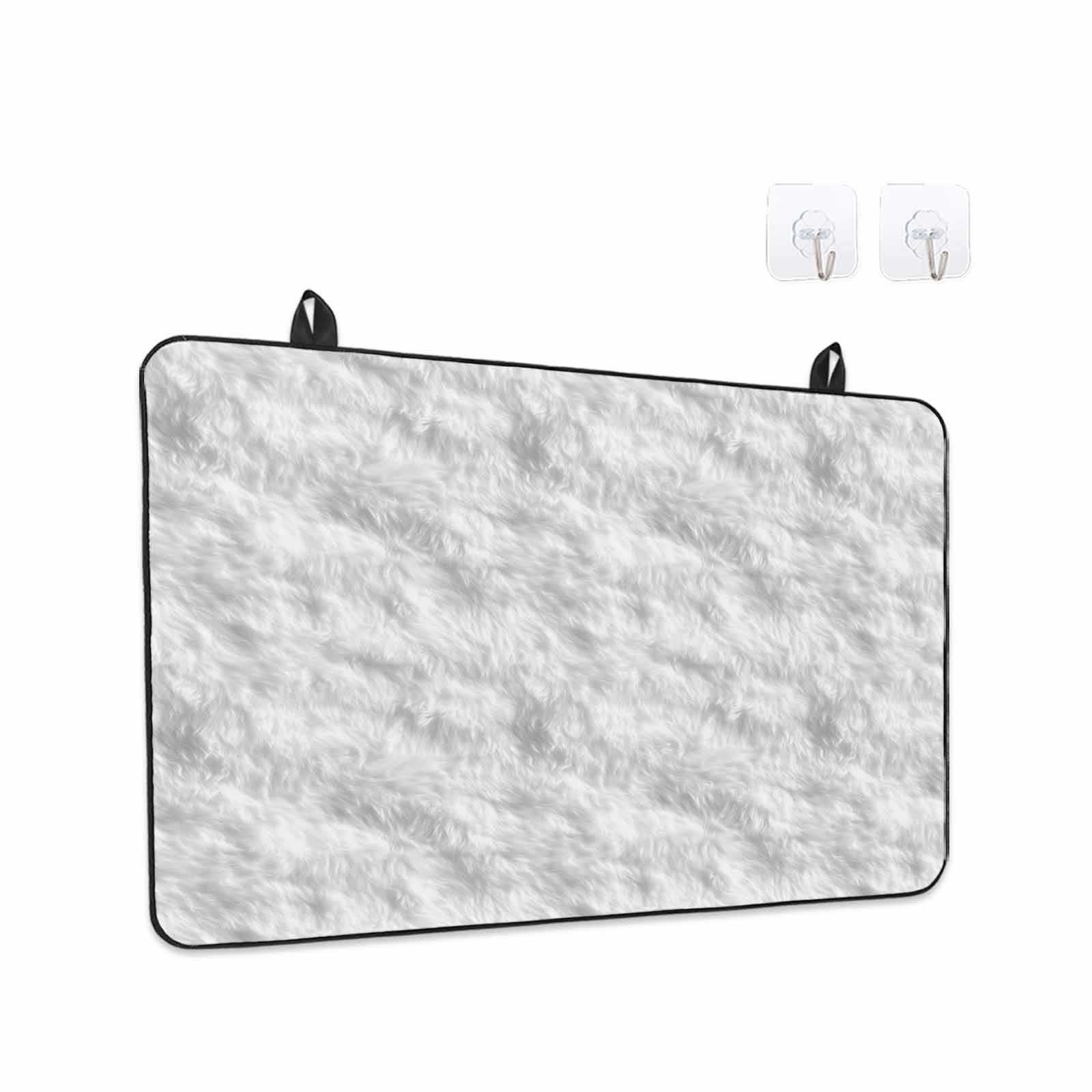 White Fur Patterned Stove Top Cover for Electric Stove, Heat-proof & Non Slip Glass Top Stove Cover Protector, Pure Solid Minimalist Modern Color Kitchen Flat Cooktop Rubber Mat 24x21 Inches