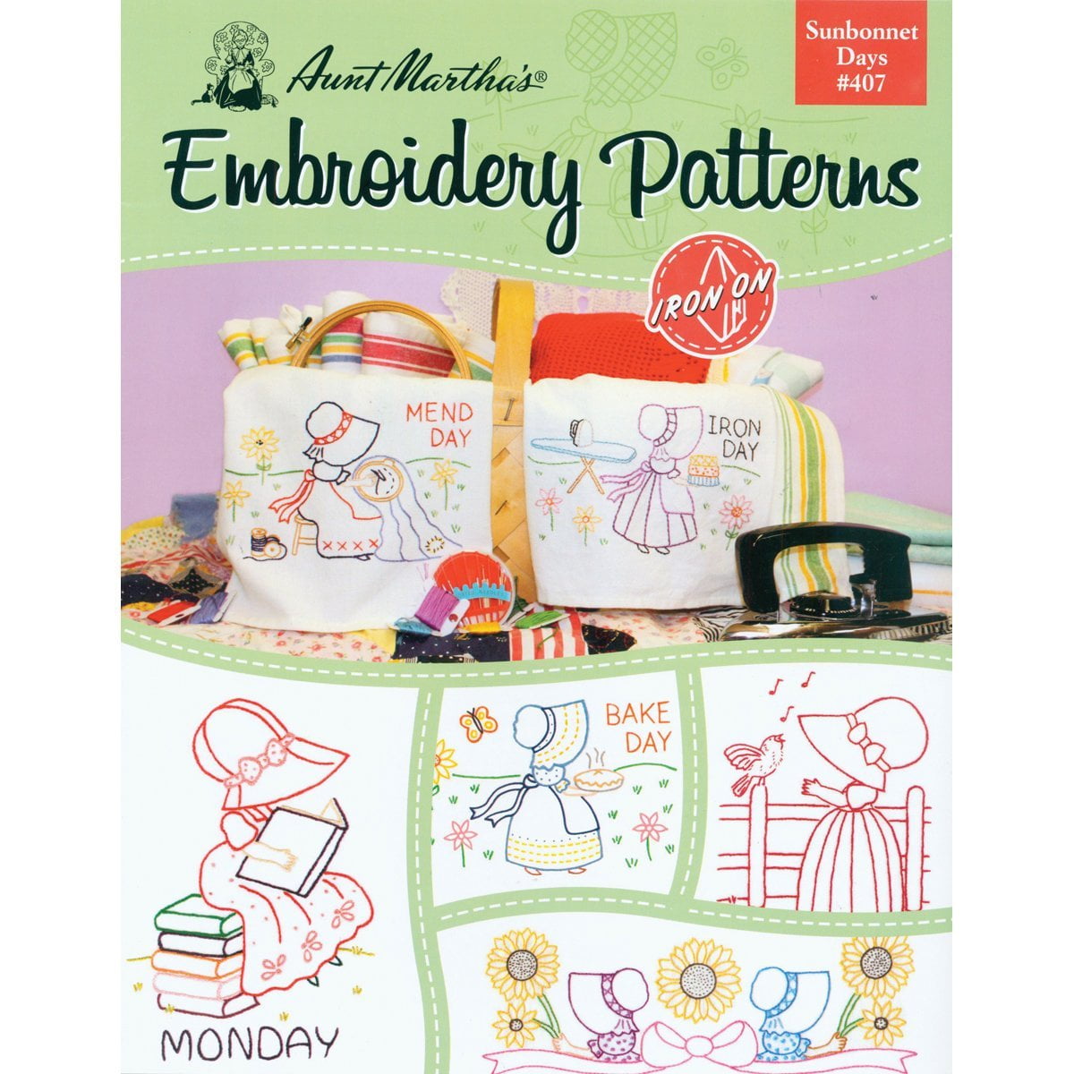 Aunt Martha's Days Embroidery Transfer Pattern Book Kit
