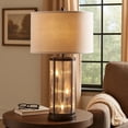 thumbnail image 6 of Benjara 31" Table Lamp- Classic Drum Fabric Shade- Modern Metal Base- Bronze, 6 of 7