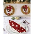 thumbnail image 3 of Cloth Napkins Retro White Stars on Red Wooden Washable Soft Kitchen Dinner Napkin Set of 8,4th of July Patriotic USA Flag Reusable Cocktail Napkins for Wedding Holiday Party Event,20x20In, 3 of 7