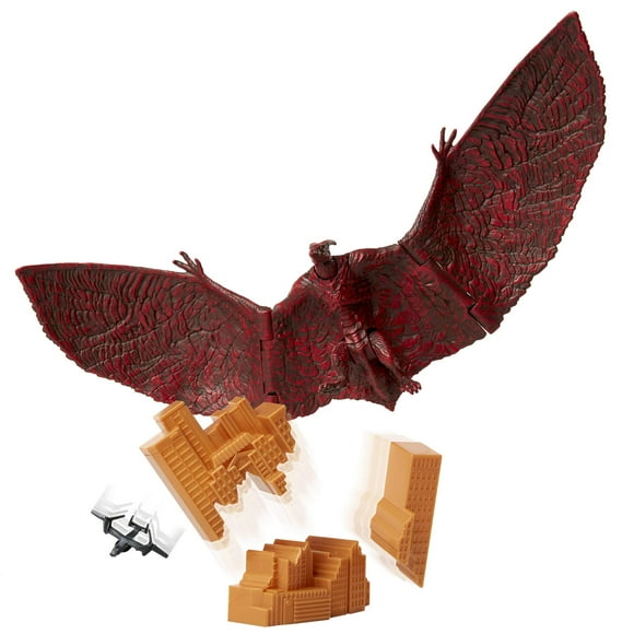 Godzilla King of The Monsters: 6"" Rodan Articulated Action Figure with Osprey Helicopter & Destructible City