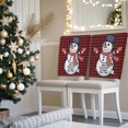 thumbnail image 3 of Christmas Snowman Chair Covers Set of 1 Winter Cute Cartoon Snowman Red Plaid Chair Back Covers Stretch Removable Washable Slipcovers Protector for Dining Room Kitchen Party Decor, 3 of 5