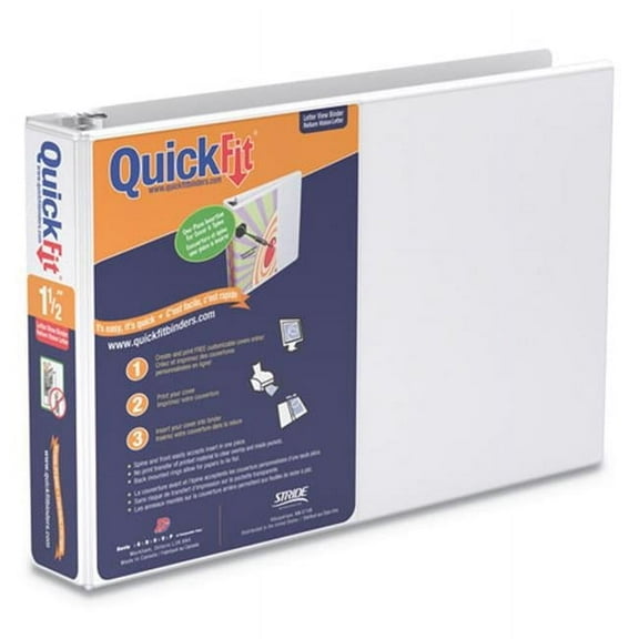 Stride Writing STW 1.5 in. Cap Quickfit Landscape Spreadsheet Round Ring View Binder, White - 11 x 8.5 in.