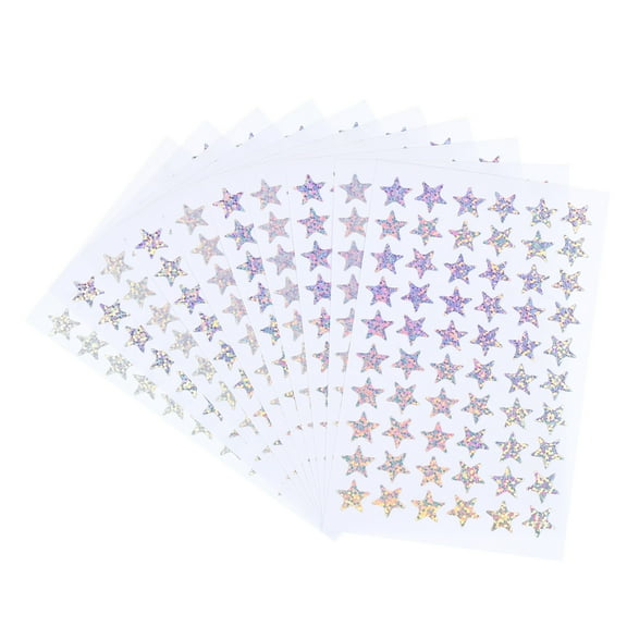 Uxcell 1200 Pcs Star Reward Stickers, 20 Sheet Sparkling Self Adhesive Colorful Sticker, Silver Tone