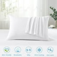 thumbnail image 5 of Elegear Cooling Pillowcases, Summer Pillowcase with Japanese Q-Max 0.55 Cooling Fiber, Double-Sided Design Queen Pillow Case with Hidden Zipper, 2 Pack, White, 5 of 7