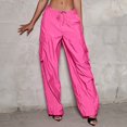 thumbnail image 3 of Vedolay Pants&nbsp;For&nbsp;Women Women's Loose Wide Leg Pants High Waist Straight Casual Comfort Cotton Trousers,Hot Pink L, 3 of 5