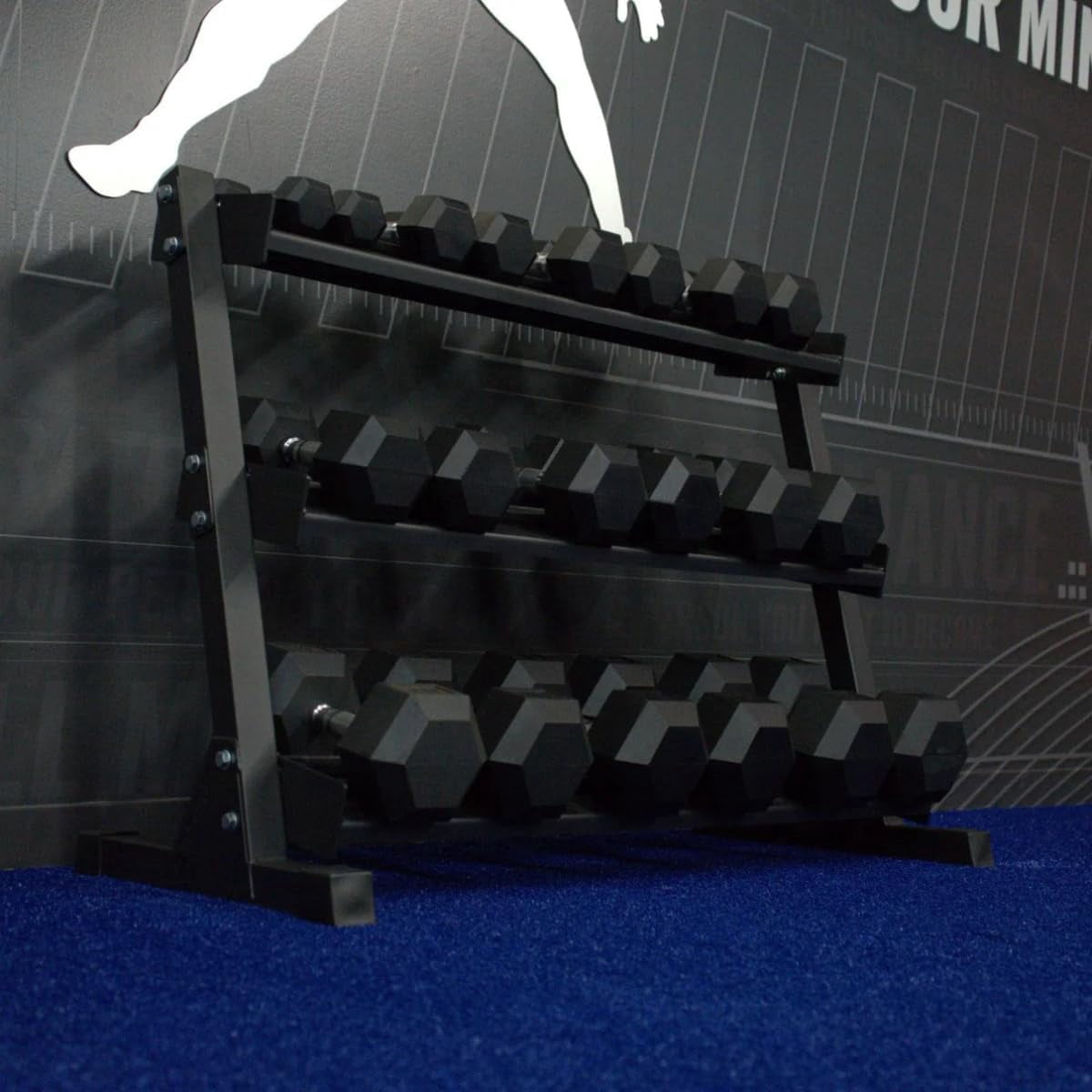Gronk Fitness 5-50 LB Hex Dumbbell Set with Rack
