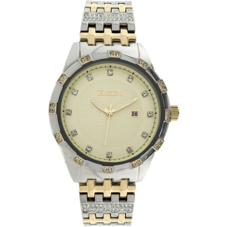 Elgin Men's Two-Tone Champagne Dial Crystal Accented Bracelet Watch
