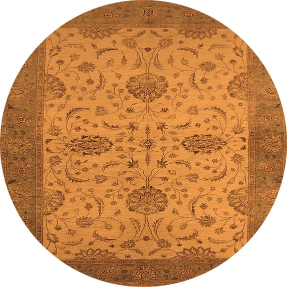 Ahgly Company Indoor Round Oriental Orange Industrial Area Rugs, 4' Round