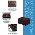 thumbnail image 4 of LKJYER Waterproof Ottoman Cover Rectangle, Stretch Ottoman Slipcovers Suede Footstool Protector Covers Elastic Soft Storage Ottoman Slipcover for Cats Dogs, 4 of 7