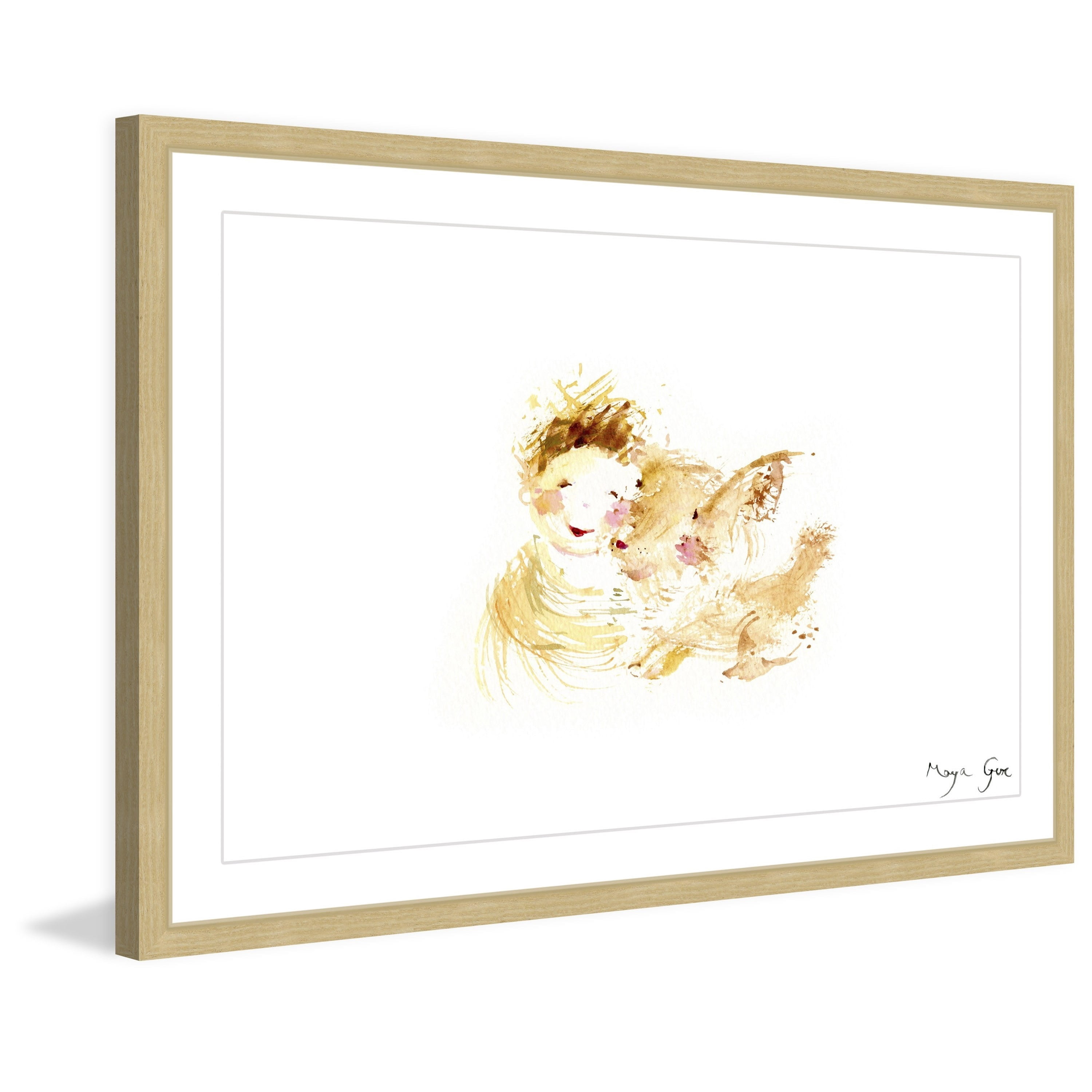 Marmont Hill "Boy and Dog Love" by Maya Gur Framed Painting Print