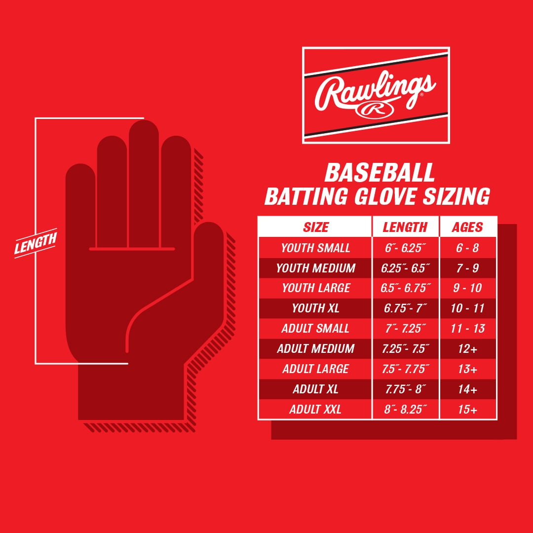 Rawlings Youth Workhorse Baseball Batting Glove, Medium, Navy