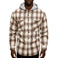 thumbnail image 3 of YODETEY Men’s Hooded Plaid Flannel Shirt Jacket, Midweight Casual Long Sleeve Plaid Shacket, Big and Tall ,Size M-4XL, 3 of 6