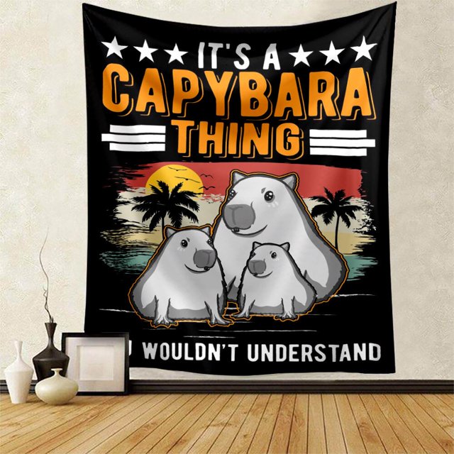 Capybara Club pintura de pared divertida, tapiz de Humor Capybara, tamaño grande, tapices, sala de estar, decoración del hogar