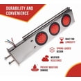 thumbnail image 5 of Semi Truck Light Bar & Plate Kit – 1 Pair 30" Stainless Steel Spring-Loaded Light Bar with Round Light Cutouts and 2 PK 24"x3" Aluminum Hanger Plate with Red & White 3M Reflective Tape, 5 of 9