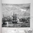 thumbnail image 1 of Antique Tapestry, Departing from Elba Vintage Engraved Illustration History of France Sails Vessels, Fabric Wall Hanging Decor for Bedroom Living Room Dorm, 5 Sizes, Black Grey, by Ambesonne, 1 of 1