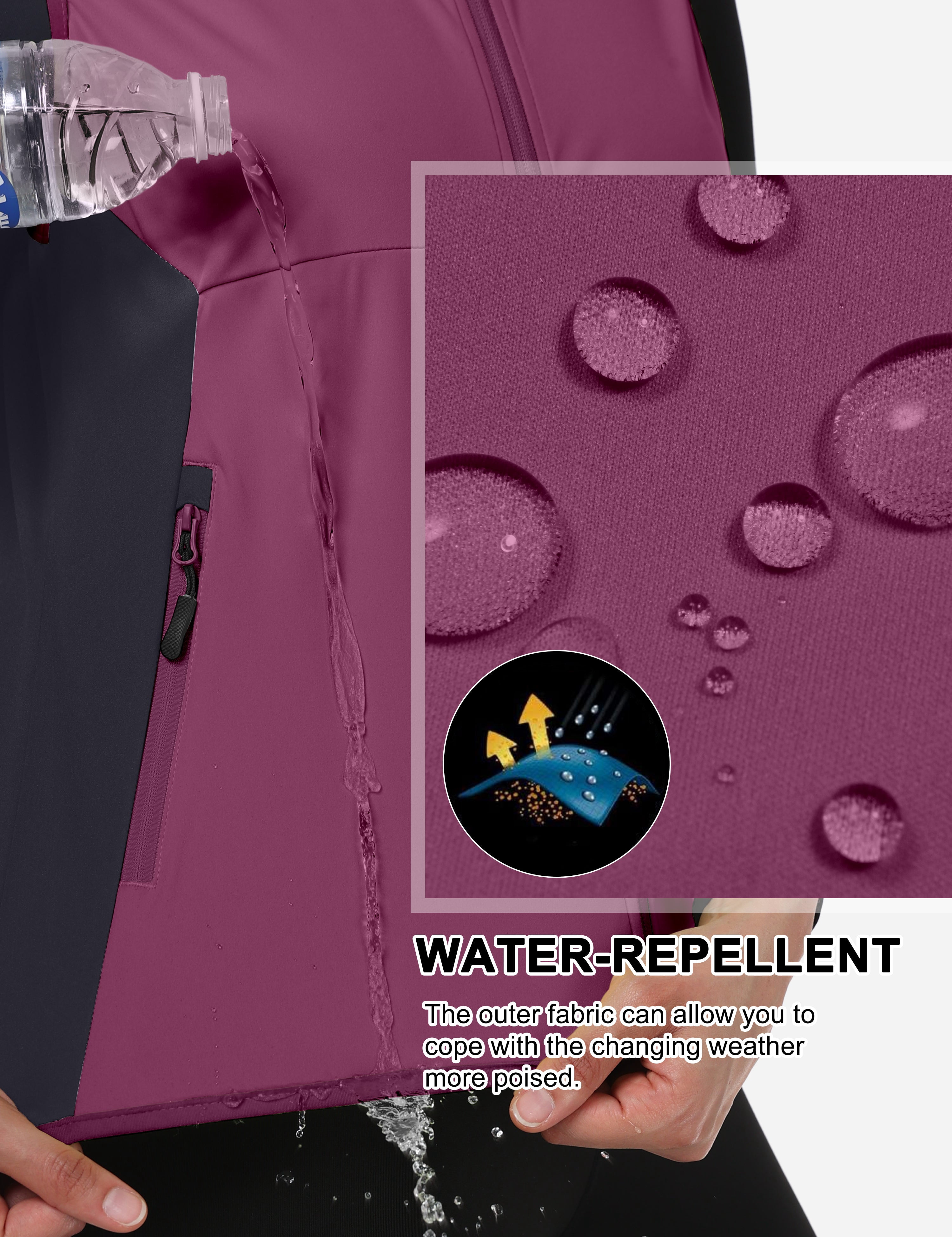 Little Donkey Andy Windproof Sleeveless Vest Jacket for Women, Water-Repellent Stretch Sports Vest for Cycling, Running (Rose S)