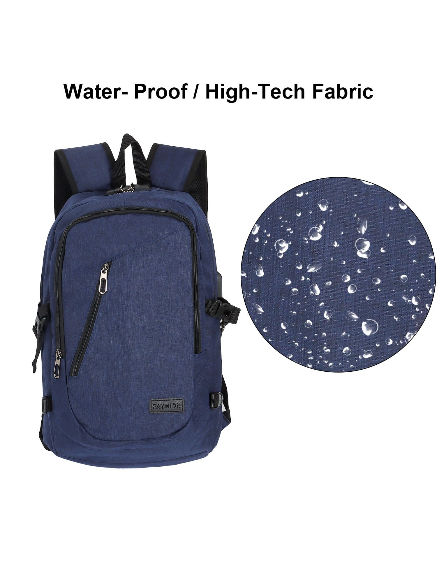 Gustave 15.6 Inch Anti Theft Laptop Backpack Large Capacity Waterproof Travel Daypack Business Computer Bag for Women Men with USB Charging Port "Blue"