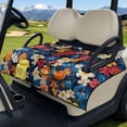 thumbnail image 3 of COEQINE Golf Cart Seat Cover Towel Blanket Foldable Design for Easy Transport, Suitable for Most Two-Seater Carts, Quilted with 4 Front Pockets, 51.2x30.3 Inch, Blue Pink Tropical Hibiscus Palm, 3 of 8