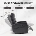 thumbnail image 6 of Leumius Swivel Recliner Chair,360° Glider Rocking Chair with Massage and Heating,PU Leather Small Manual Recliner for Nursery Home Theater,Black PU, 6 of 7