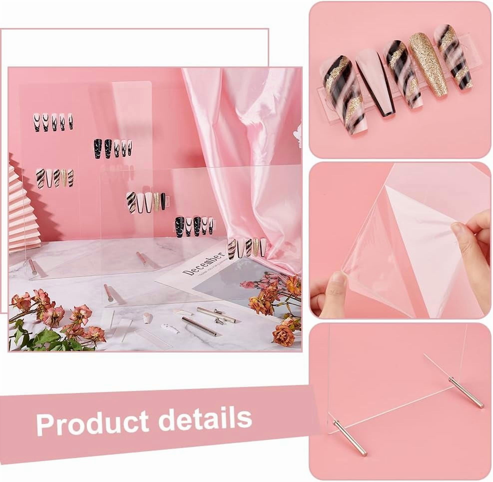 PH 2 Sets Nail Art Display Board Nail Display Stand 60pcs False Nail Tips Stand Sample Display Nail Practice Board Polish Stands Showing Holder for Nail Art Design Display Manicure Tool for DIY