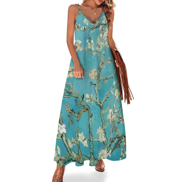 Vestido con estampado floral de flores pintadas al óleo, ropa de calle, vestidos casuales largos, vestido maxi vintage de verano, vestidos, regalo de cumpleaños