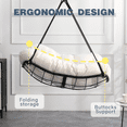 thumbnail image 2 of Hammock Chair Swing with Cushion - Outdoor Indoor Hanging Hammock Chair for Patio, Porch, Bedroom, Garden, Courtyard, Balcony - Sturdy Steel Bar with Anti-Slip Safety Rings, BLUE, 2 of 7