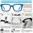 thumbnail image 7 of MARE AZZURO Square Reading Glasses 2.5 Women Trendy Large Readers 1.0 1.25 1.5 1.75 2.0 2.25 2.5 2.75 3.0 3.5 4.0 5.0 6.0 (Clear Blue, 2.50) Polycarbonate Lens, 7 of 7