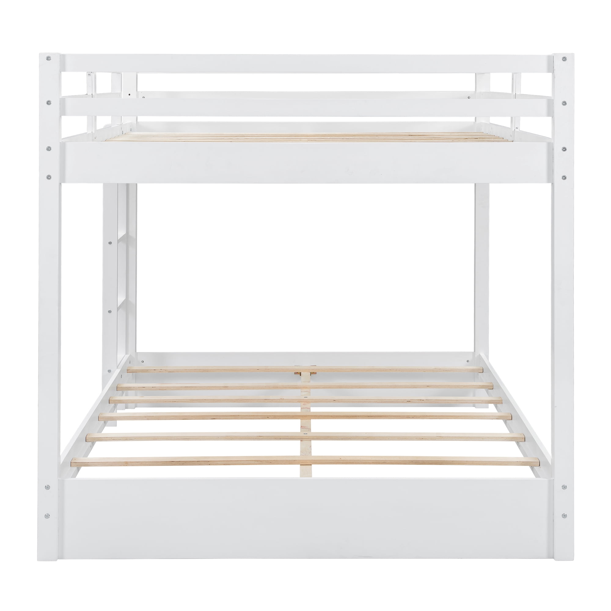Euroco Wood Queen over Queen Bunk Bed for Kids Teens Adults, White