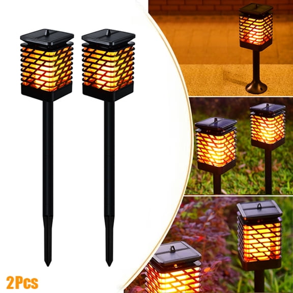 Toopower Solar Lights Outdoor Flickering Flame Solar Torch Lights Waterproof Outdoor Lighting Solar Powered Pathway Lights Christmas Decorations for Garden Patio Yard Landscape, 2 Pack