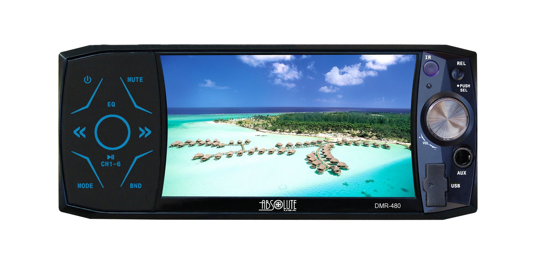 Absolute DMR-400 4-Inch In-Dash Receiver with DVD Player Flip Down