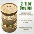 thumbnail image 2 of THY Collectibles 2-Tier Bamboo Steamer Basket Set  Perfect for Dim Sum, Dumplings, Buns, Seafood & Rice  Ideal for Asian Cooking Bamboo, 8-Inch, 2 of 6