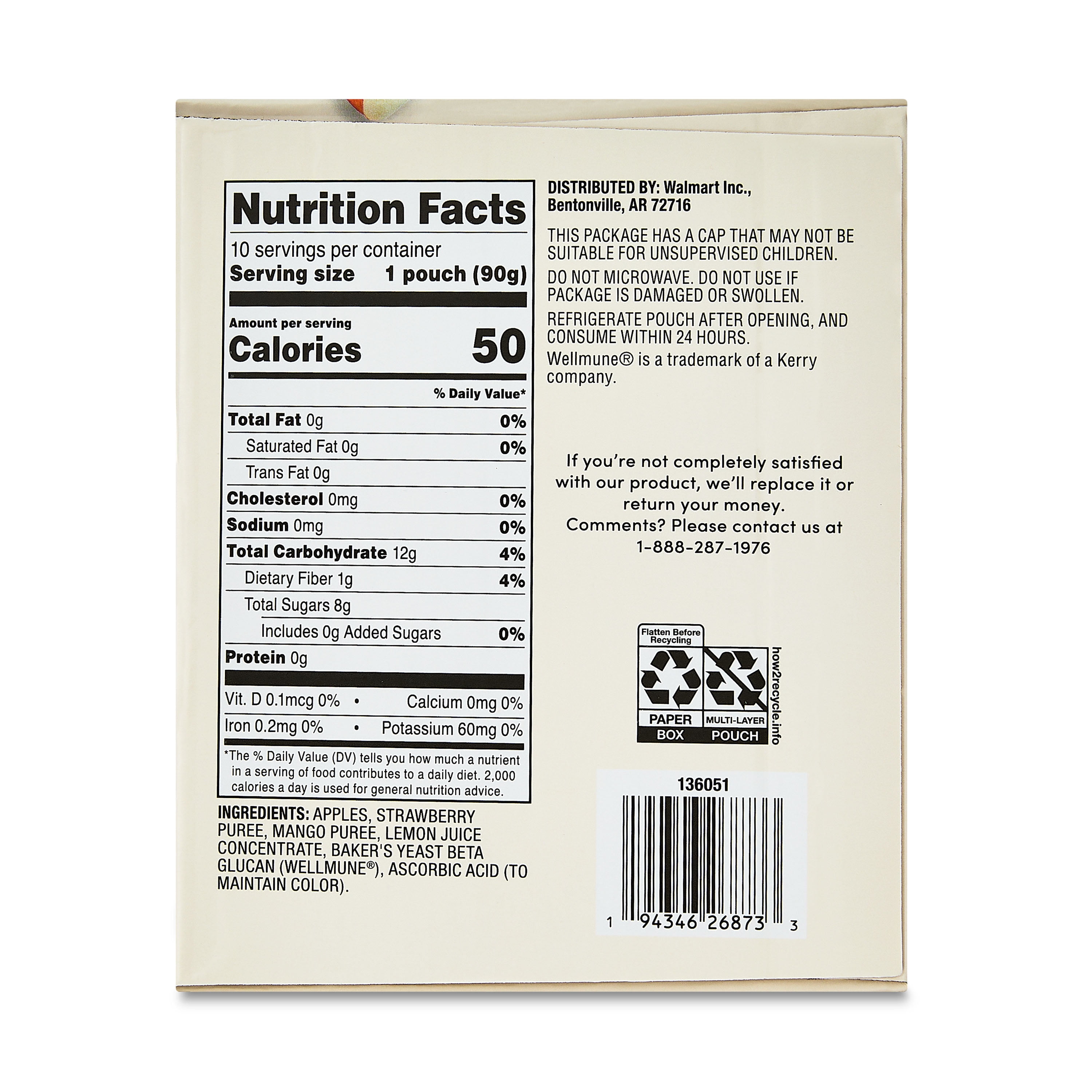 bettergoods Apple Strawberry Mango Fruit Pouches, 3.17 oz, 10 Count