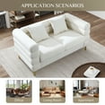 thumbnail image 5 of Wiilayok Modern Living Room Sofa,Teddy Fabric Upholstered Sofa Couch with Golden Metal Legs,Classic 2-Seater Sofa Comfy Accent Sofa,White, 5 of 8