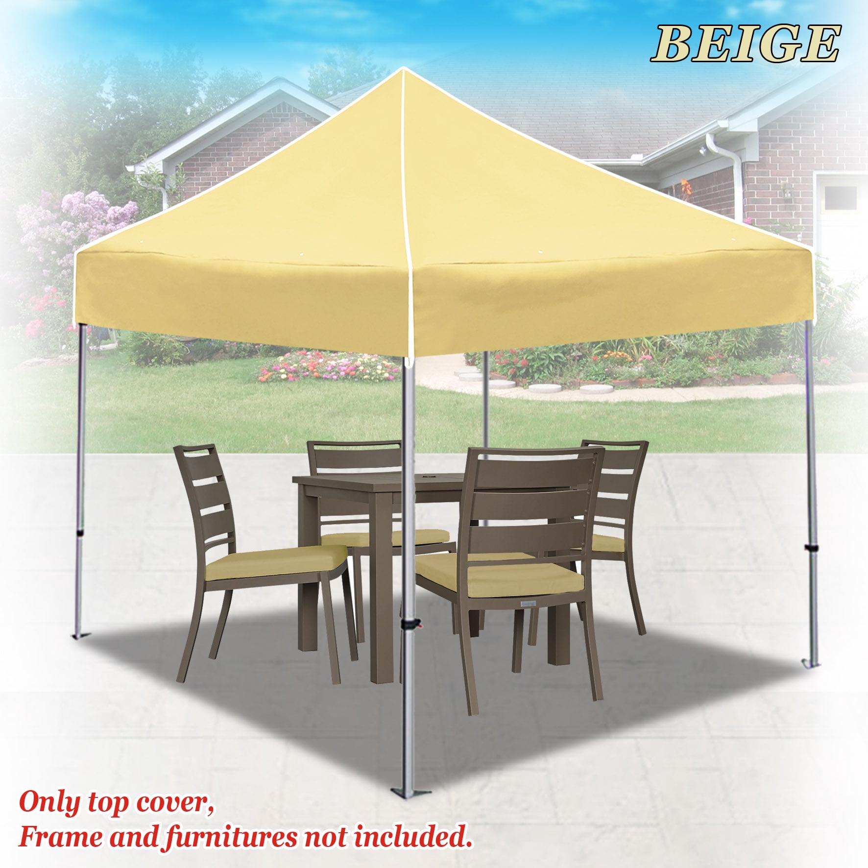 Sunny 10ft x 10ft Beige Top Cover Pop Up instant Outdoor Canopy