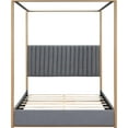 thumbnail image 2 of Queen Size Canopy Bed with Upholstery Headboard, 4-Poster Canopy Bed with Metal Frame, Modern Queen Bed Frame with Slats Support, No Box Spring Needed, 2 of 9