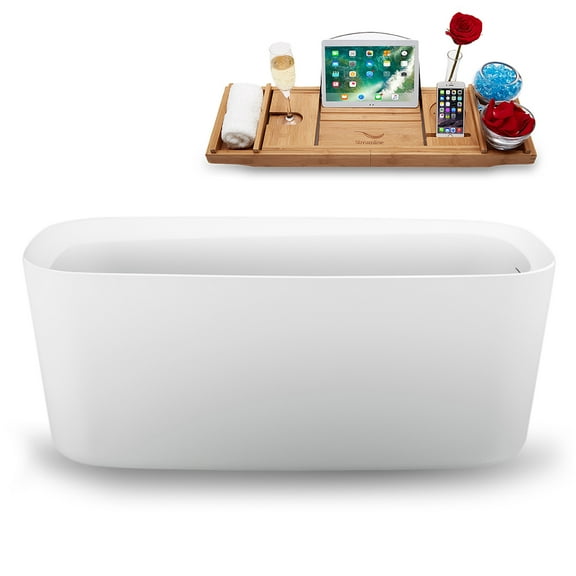 59" Streamline N1640BGL Freestanding Tub and Tray with Internal Drain