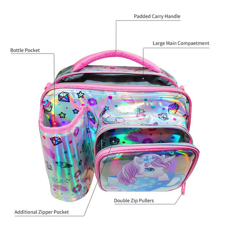 Jeexi Kids Lunch Box, Back to School Insulated Soft Bag Mini Cooler Thermal  Meal Tote Kit for Girls, Boys, Unicorn Pattern - Pink