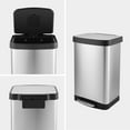 thumbnail image 5 of Innovaze 14.5 Gallon Trash Can, Stainless Steel Rectangular Step on Kitchen Garbage Can, Silver, 5 of 8