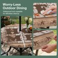 thumbnail image 5 of Round Outdoor Tablecloth with Umbrella Hole and Zipper, Vintage Farmhouse Tablecloth with Elastic Waterproof, Retro Home Text Country Star Wooden Patio Table Covers for 55" - 60" Picnic Pool Tables, 5 of 9
