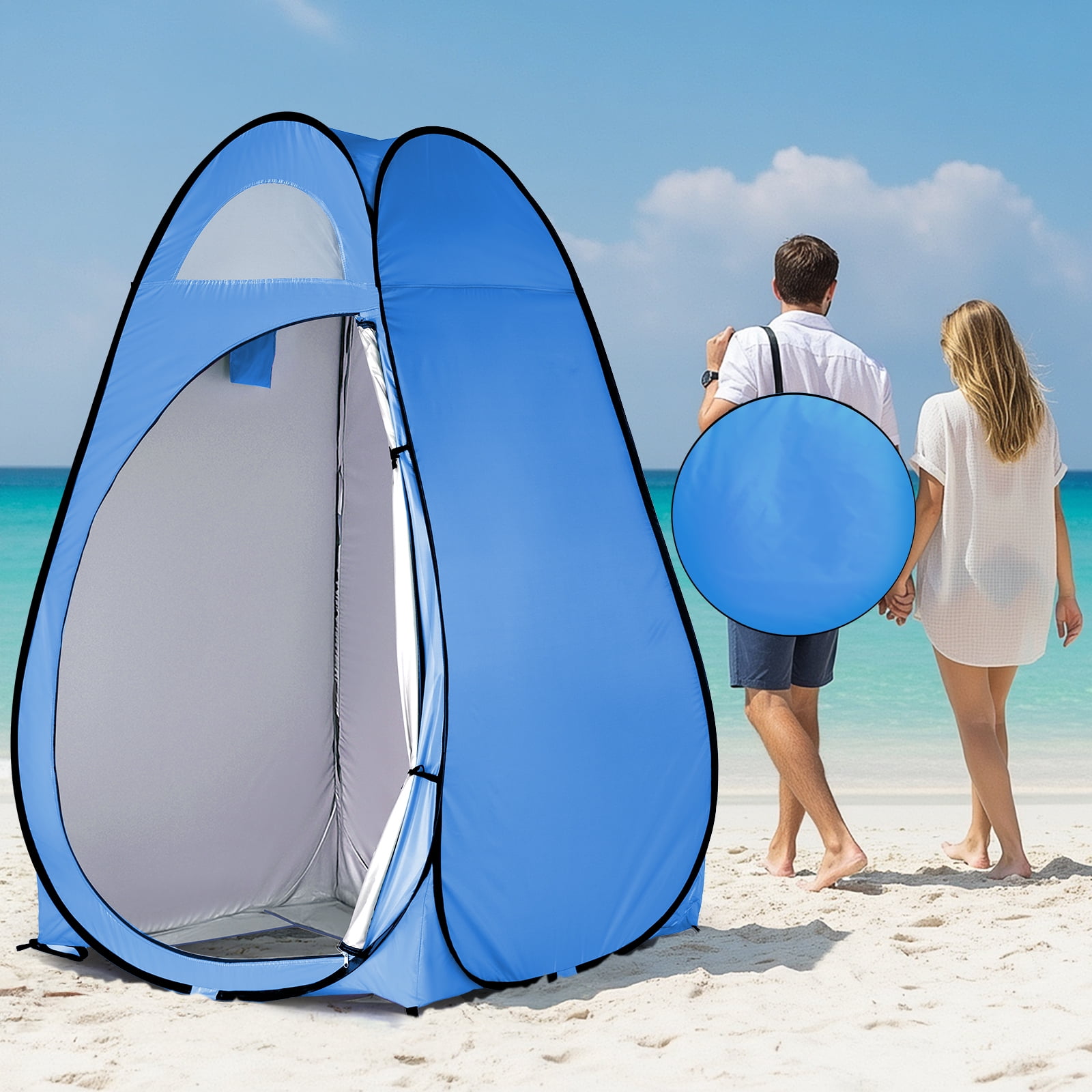 Ktaxon Camping Shower Tent, Portable Pop Up Changing Tent, Waterproof Dressing Room Privacy Tent for Camping Beach, Blue
