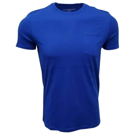 Tommy Hilfiger Men's Solid Crew-Neck Pocket T-Shirt Blue XXL