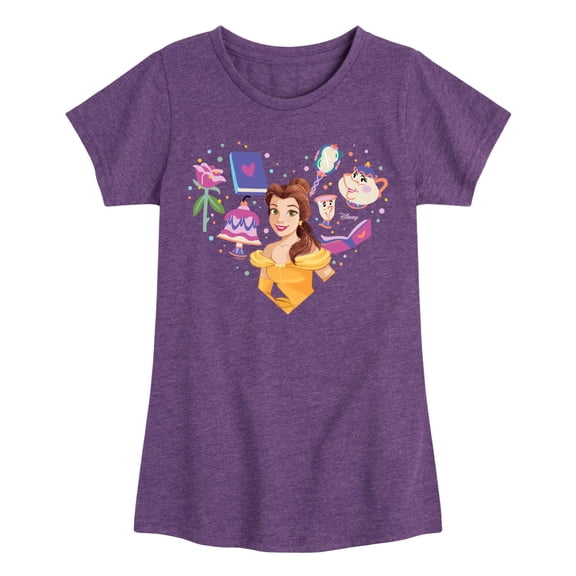 Disney Princess - Belle Heart Fitted Short Sleeve Graphic T-Shirt
