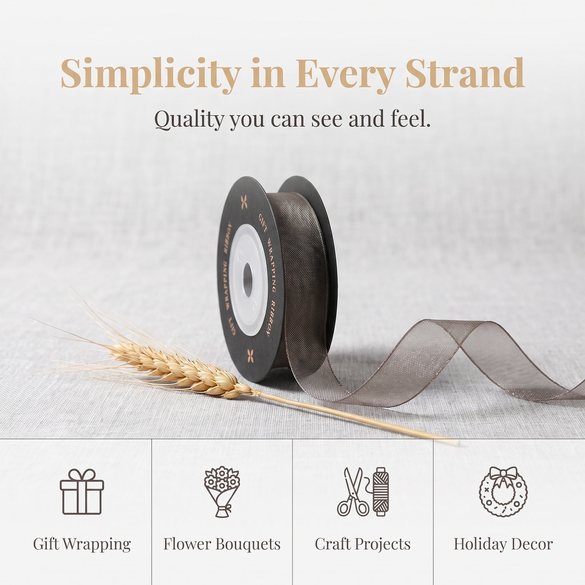 Unique Bargains Elegant Satin Ribbon for Gift Wrapping Grey 5.5 Yard
