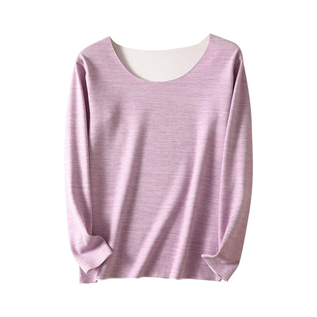 Women's Fleece Thermal Long Sleeve Round Neck Base Layer Top Shirt for Warmth