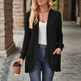 thumbnail image 2 of Womens Loose Fit Casual Open Front Long Sleeve Knit Cardigan Coat With Pockets, 2 of 9